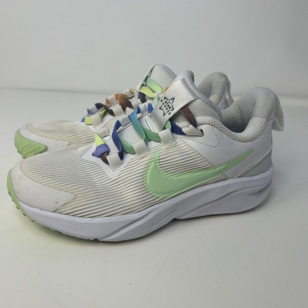 Nike Star Runner 4 Next Nature‎ SE Kids Size 12C White Rainbow Laces FN4980-100